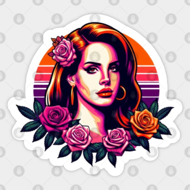 Lana Del Rey - Sunsets and Roses Sticker by Tiger Mountain Design Co.